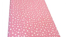 Cearsaf cu elastic pe colt 140x70 cm Stelute albe pe roz