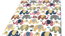 Cearsaf cu elastic roata 120x60 cm Elefanti maro