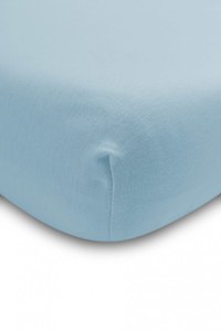 Cearsaf din bumbac Sensillo Jersey Deluxe Blue 120x60 cm cu elastic roata - 1