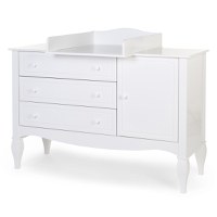 Comoda Childhome Romantic 136.8x73.3x103.4 cm cu masa de infasat Mdf Alb - 1