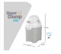 Cos ermetic scutece cu sac universal Diaper Champ capacitate 30 scutece One Clay Sand - 3