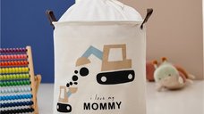 Cos pliabil Sipo Love Mommy, pentru jucarii si rufe, din bumbac, 35 x 42 cm, 43 l