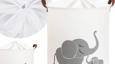 Cos pliabil Sipo pentru jucarii si rufe 35x42 cm bumbac 43l Elefant