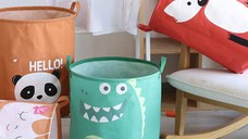 Cos pliabil Sipo pentru jucarii si rufe 35x42 cm bumbac 43l Panda