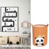 Cos pliabil Sipo pentru jucarii si rufe 35x42 cm bumbac 43l Panda - 6