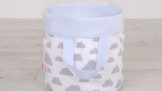 Cos rotund pentru depozitare jucarii size S Clouds Grey Blue