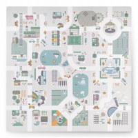 Covor puzzle multifunctional pentru copii Nukido Town 105x105x1 cm din spuma EVA inodora, 9 piese cu doua fete, izoleaza perfect de sol,material anti-alunecare,piese cu functie de pioni - 1
