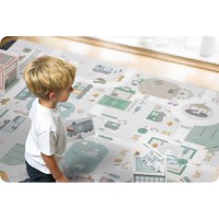 Covor puzzle multifunctional pentru copii Nukido Town 105x105x1 cm din spuma EVA inodora, 9 piese cu doua fete, izoleaza perfect de sol,material anti-alunecare,piese cu functie de pioni - 3