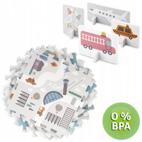 Covor puzzle multifunctional pentru copii Nukido Town 105x105x1 cm din spuma EVA inodora, 9 piese cu doua fete, izoleaza perfect de sol,material anti-alunecare,piese cu functie de pioni - 5
