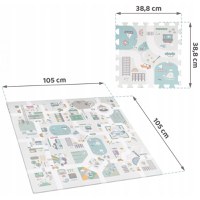 Covor puzzle multifunctional pentru copii Nukido Town 105x105x1 cm din spuma EVA inodora, 9 piese cu doua fete, izoleaza perfect de sol,material anti-alunecare,piese cu functie de pioni - 9