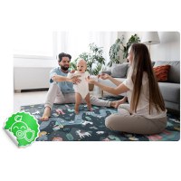 Covoras de joaca pentru copii cu doua fete Nukido Castelul printesei Gri 200x150x1cm,pliabil,realizat din spuma XPE inodora,in cutie de carton ce se poate colora - 8