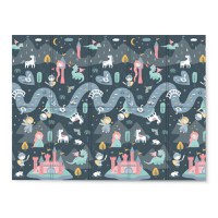 Covoras de joaca pentru copii cu doua fete Nukido Castelul printesei Gri 200x150x1cm,pliabil,realizat din spuma XPE inodora,in cutie de carton ce se poate colora - 9