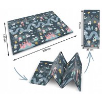 Covoras de joaca pentru copii cu doua fete Nukido Castelul printesei Gri 200x150x1cm,pliabil,realizat din spuma XPE inodora,in cutie de carton ce se poate colora - 1