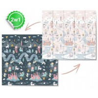Covoras de joaca pentru copii cu doua fete Nukido Castelul printesei Gri 200x150x1cm,pliabil,realizat din spuma XPE inodora,in cutie de carton ce se poate colora - 2