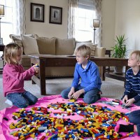 Covoras de joaca si saculet de jucarii 2 in 1, Roz - 2