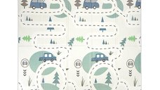 Covoras de joaca termic pentru copii Funny City  Stars din spuma XPE, design cu doua fete, pliabil, 180x200 cm