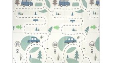 Covoras de joaca termic pentru copii Funny City  Stars din spuma XPE, design cu doua fete, pliabil, 180x200 cm