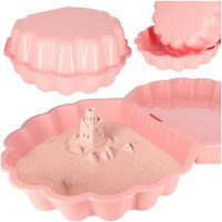 Cutie de nisip si piscina 2 in 1 pentru copii, Ikonka, cu baza antiderapanta, constructie solida, margini rotunjite, model Scoica XXL, Pink - 9