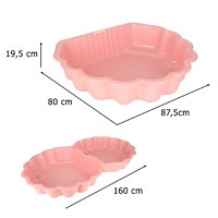 Cutie de nisip si piscina 2 in 1 pentru copii, Ikonka, cu baza antiderapanta, constructie solida, margini rotunjite, model Scoica XXL, Pink - 8