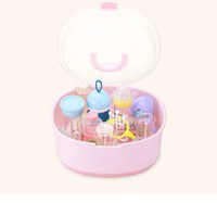 Cutie depozitare si uscare biberoane Little Mom, portabila cu maner, cu colector de apa detasabil, dimensiune 33 x 26 cm, Storage Box Pink - 7