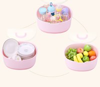 Cutie depozitare si uscare biberoane Little Mom, portabila cu maner, cu colector de apa detasabil, dimensiune 33 x 26 cm, Storage Box Pink - 8