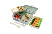 Cutie pentru pranz bento cu 2 nivele si tacamuri Melii flori albastre - 1