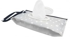 Cutie portabila pentru servetele umede Bocioland Grey, etansare dubla, dimensiune 24 x 13.5 x 5 cm
