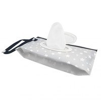 Cutie portabila pentru servetele umede Bocioland Grey, etansare dubla, dimensiune 24 x 13.5 x 5 cm - 1