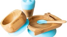 Ecorascals Melc albastru - set cadou din bambus pentru copii