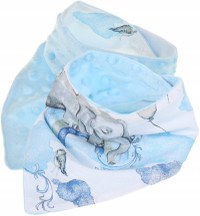 Esarfa moale pentru copii BabyMam, forma triunghiulara, sistem de prindere reglabil cu velcro moale, design 2-in-1 cu o fata din bumbac si una din minky blue - 1