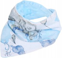 Esarfa moale pentru copii BabyMam, forma triunghiulara, sistem de prindere reglabil cu velcro moale, design 2-in-1 cu o fata din bumbac si una din minky blue - 5