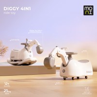 Excavator fara pedale Moni Diggy Grey tranformabil 4in1 cu Cupa mobila,Baza detasabila si transformare in balansoar,Olita incorporata,Sezut confortabil,Efecte muzicale si lumini,Recomandat de la 12luni,Greutate admisa 25kg - 1