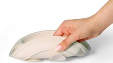 Farfurie Babyono din silicon, cu ventuza, pentru copii, crem