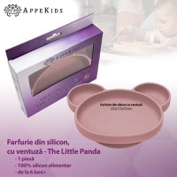 Farfurie din silicon cu ventuza AppeKids Panda Old Rose - 2