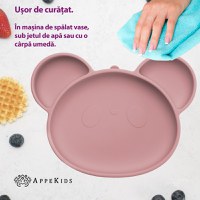 Farfurie din silicon cu ventuza AppeKids Panda Old Rose - 4