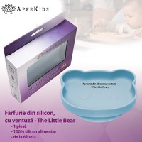 Farfurie din silicon cu ventuza AppeKids The Little Bear Aqua Blue - 1