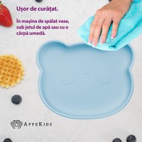 Farfurie din silicon cu ventuza AppeKids The Little Bear Aqua Blue - 2