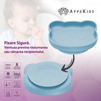 Farfurie din silicon cu ventuza AppeKids The Little Bear Aqua Blue - 3