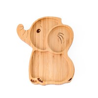 Farfurie elefant din bambus organic cu baza tip ventuza Oaki roz - 3