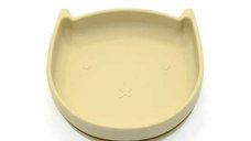 Farfurie in forma de pisicuta Bocioland, cu ventuze, silicon, fara BPA, 6-36 luni, Light Beige