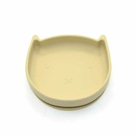 Farfurie in forma de pisicuta Bocioland, cu ventuze, silicon, fara BPA, 6-36 luni, Light Beige - 1