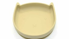 Farfurie in forma de pisicuta Bocioland, cu ventuze, silicon, fara BPA, 6-36 luni, Light Beige