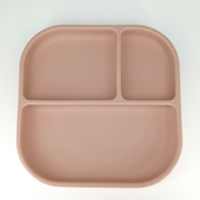 Farfurie patrata din silicon compartimentata Coccorito Soft Pink - 3