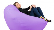 Fotoliu mare nirvana gigant violet piele eco umplut cu perle polistiren beanbag para marca pufrelax