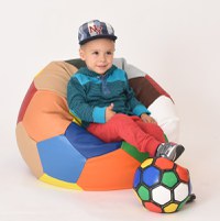Fotoliu pentru copii 3-10 ani minge telstar junior france umplut cu perle polistiren marca Pufrelax - 1