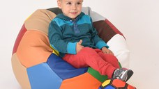 Fotoliu pentru copii 3-10 ani minge telstar junior france umplut cu perle polistiren marca Pufrelax