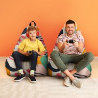 Fotoliu Puf Bean Bag tip Chill XL abstract peony - 4