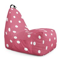 Fotoliu Puf Bean Bag tip Chill XL roz cu buline albe - 6