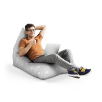 Fotoliu Puf Bean Bag tip Lounge gri cu buline albe - 3