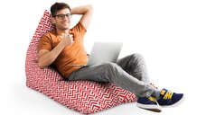 Fotoliu Puf Bean Bag tip Lounge Model rosu si alb